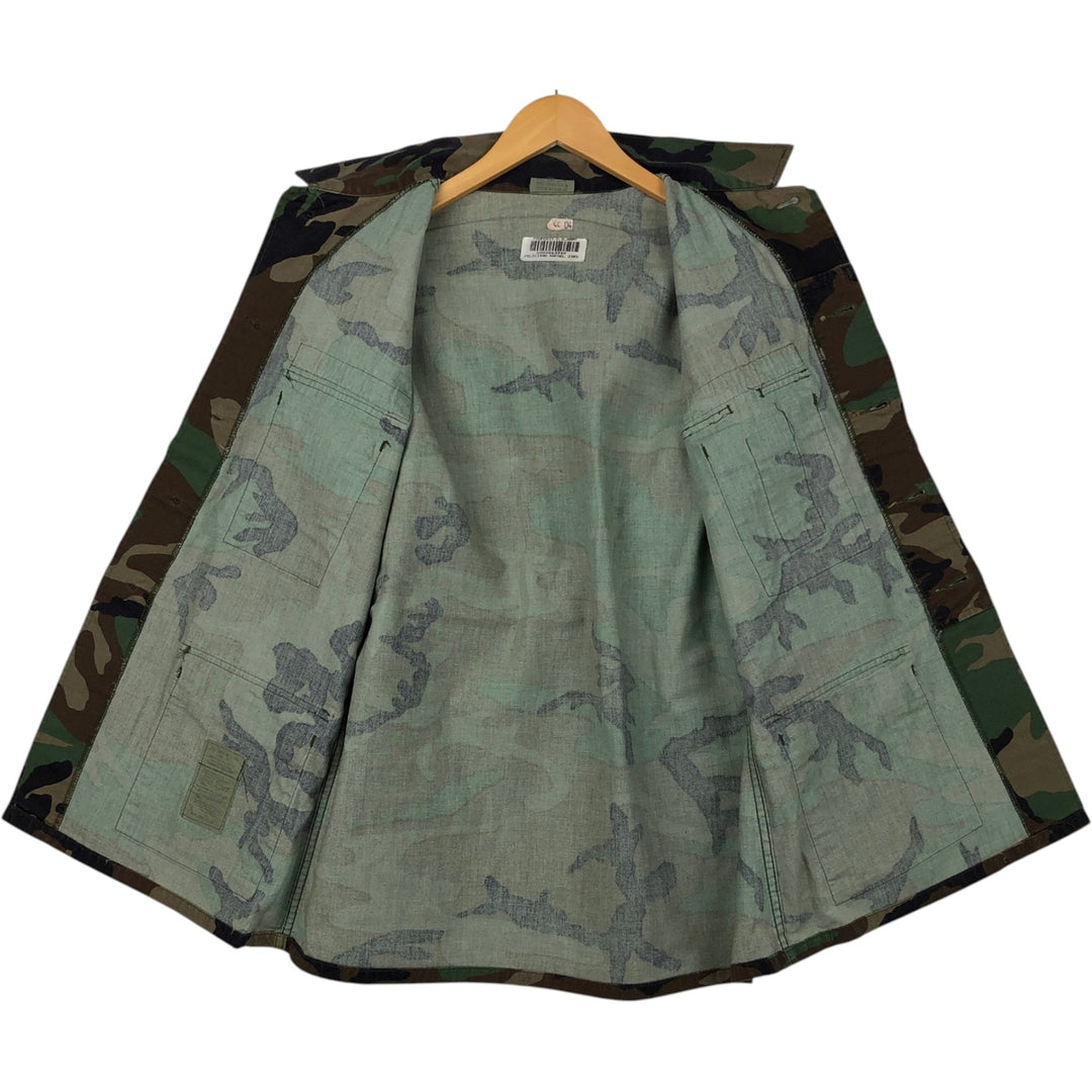 1990'S US Military Camouflage Pattern Woodland Camo BDU Military Jacket, Made in USA, Medium-Regular, Men's Size M, Vintage Nylon Khaki type Vintage Second Hand