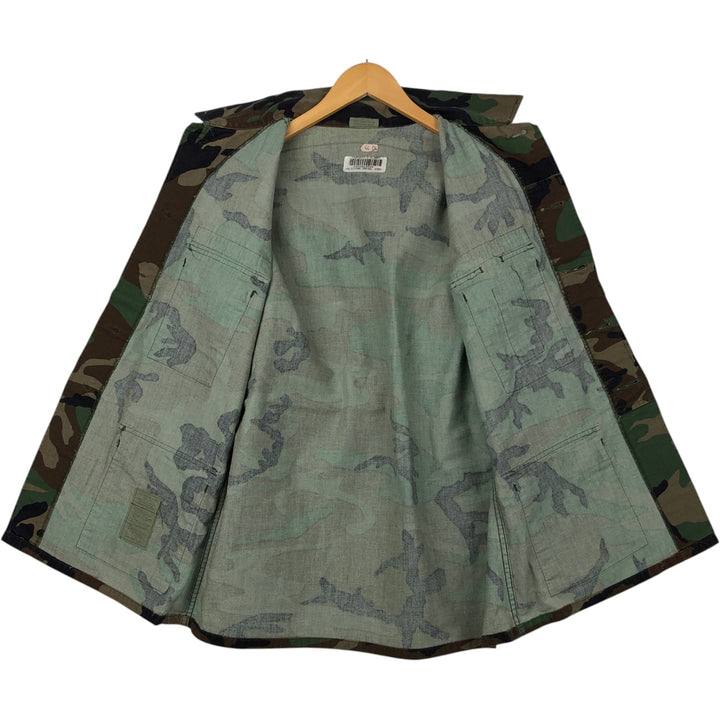 1990'S US Military Camouflage Pattern Woodland Camo BDU Military Jacket, Made in USA, Medium-Regular, Men's Size M, Vintage Nylon Khaki type Vintage Second Hand