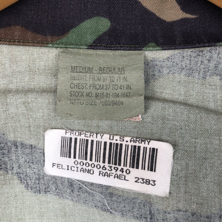 1990'S US Military Camouflage Pattern Woodland Camo BDU Military Jacket, Made in USA, Medium-Regular, Men's Size M, Vintage Nylon Khaki type Vintage Second Hand