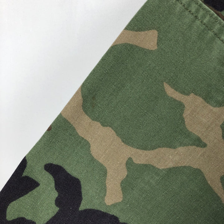 1990'S US Military Camouflage Pattern Woodland Camo BDU Military Jacket, Made in USA, Medium-Regular, Men's Size M, Vintage Nylon Khaki type Vintage Second Hand