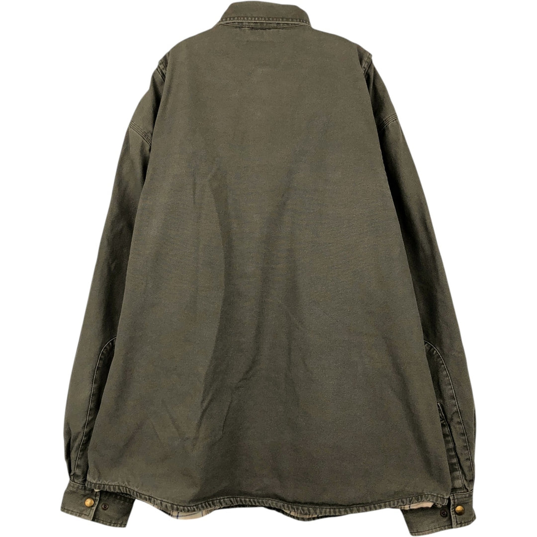 Carhartt Mobil Delvac Advertising Long-Sleeve Duck Work Shirt, Men's Size XL (approx.) cotton Khaki type Vintage Second Hand