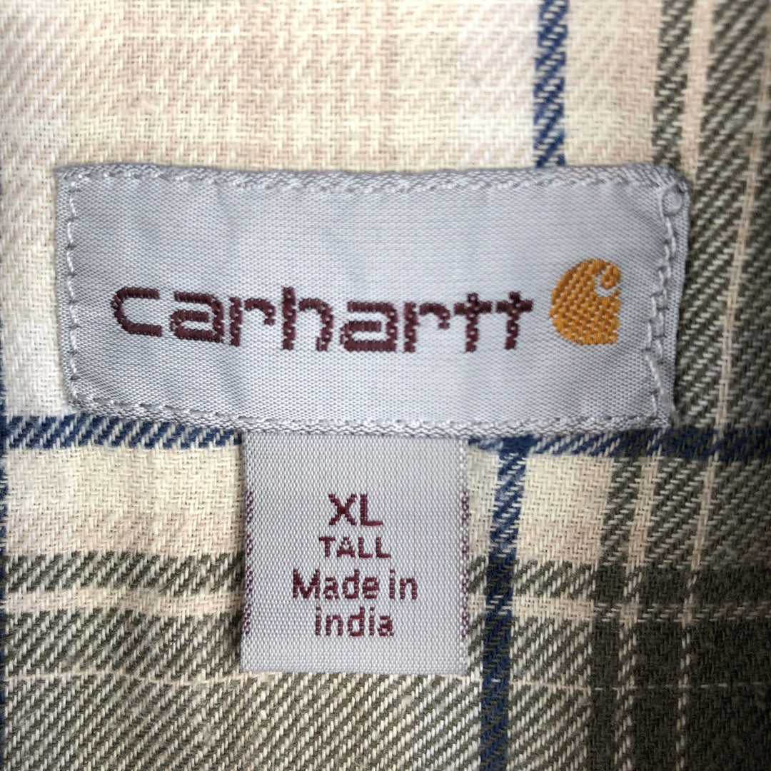 Carhartt Mobil Delvac Advertising Long-Sleeve Duck Work Shirt, Men's Size XL (approx.) cotton Khaki type Vintage Second Hand