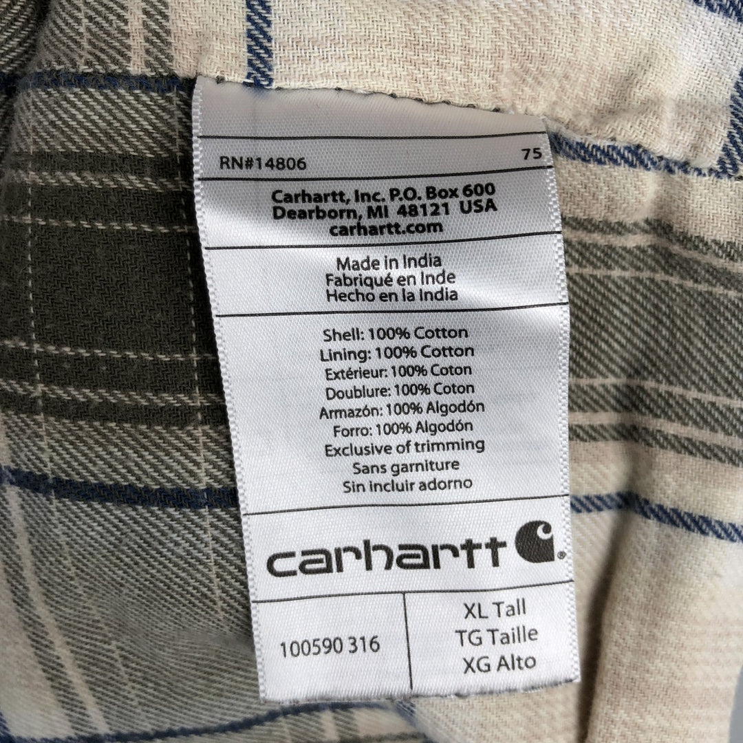 Carhartt Mobil Delvac Advertising Long-Sleeve Duck Work Shirt, Men's Size XL (approx.) cotton Khaki type Vintage Second Hand