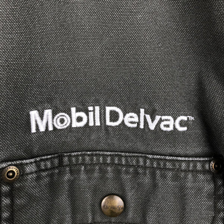 Carhartt Mobil Delvac Advertising Long-Sleeve Duck Work Shirt, Men's Size XL (approx.) cotton Khaki type Vintage Second Hand