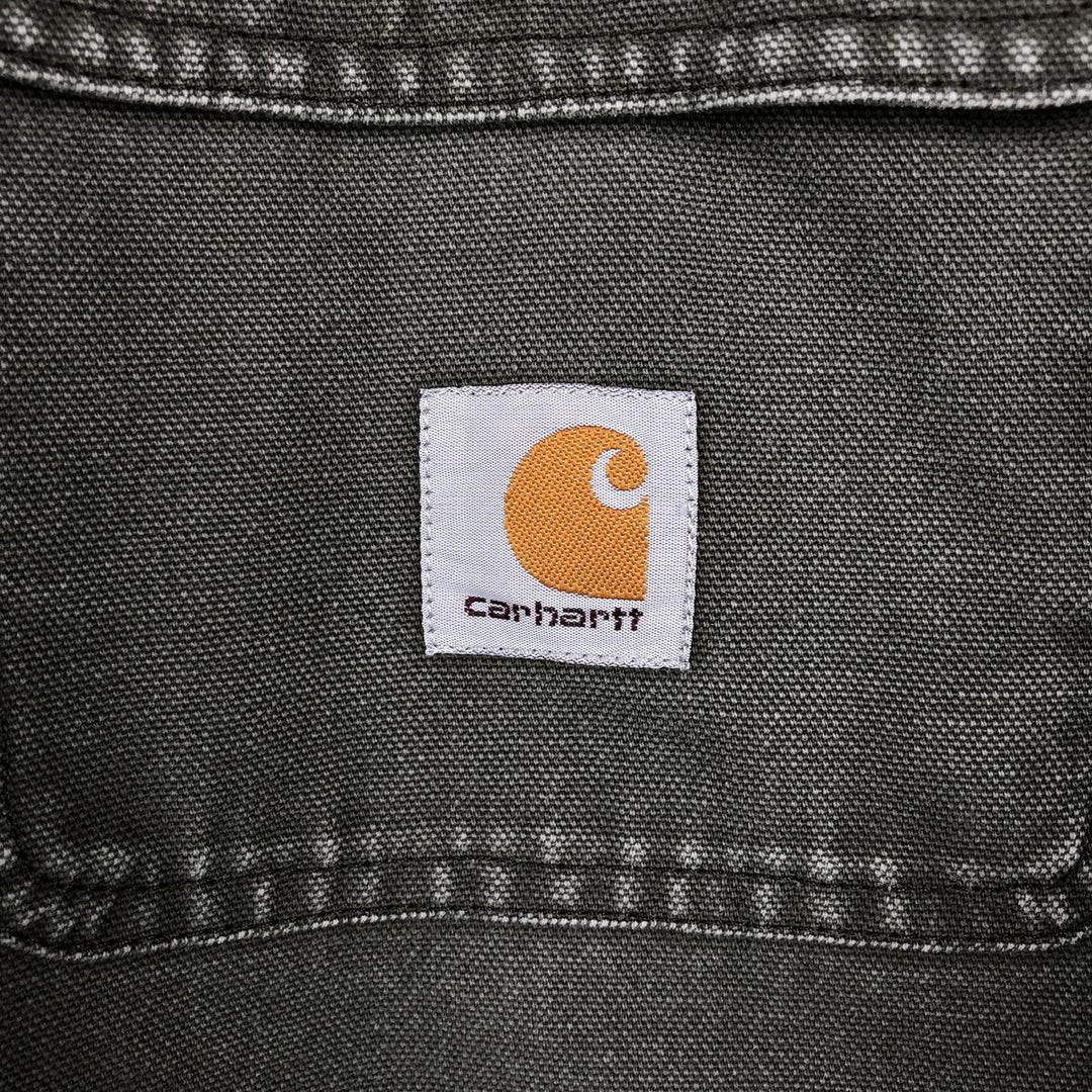 Carhartt Mobil Delvac Advertising Long-Sleeve Duck Work Shirt, Men's Size XL (approx.) cotton Khaki type Vintage Second Hand