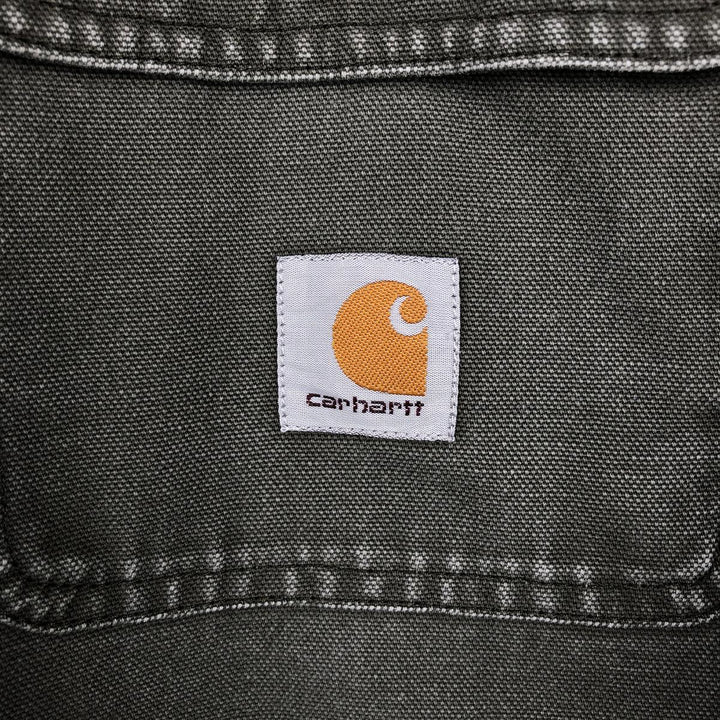 Carhartt Mobil Delvac Advertising Long-Sleeve Duck Work Shirt, Men's Size XL (approx.) cotton Khaki type Vintage Second Hand
