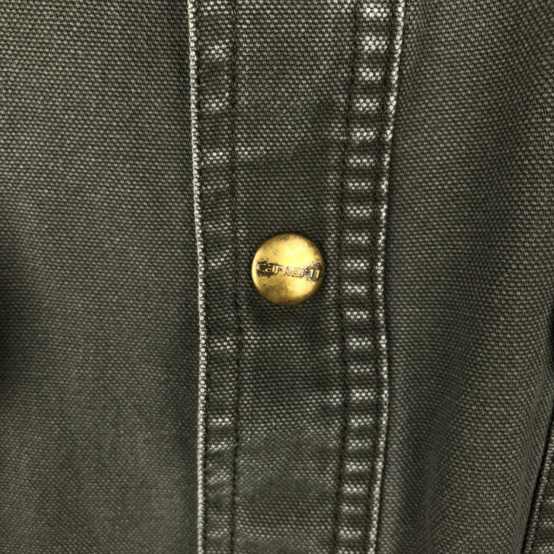 Carhartt Mobil Delvac Advertising Long-Sleeve Duck Work Shirt, Men's Size XL (approx.) cotton Khaki type Vintage Second Hand