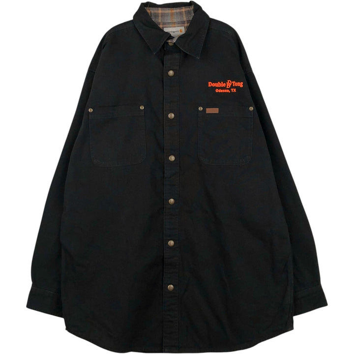 Carhartt Double D Tong Advertising Long-Sleeve Duck Work Shirt, Men's Size L (approx.) cotton black type Vintage Second Hand