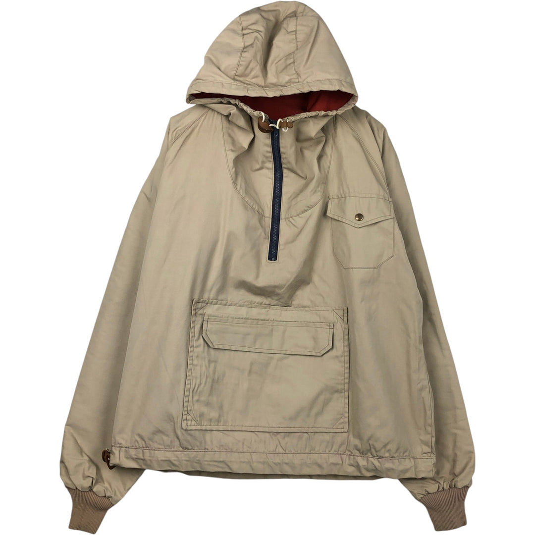 70s-80'S CLASS-5 Reversible Warm-Up Pullover Anorak Parka, Made in USA, Men's XL Equivalent, Vintage unclear Beige type Vintage Second Hand