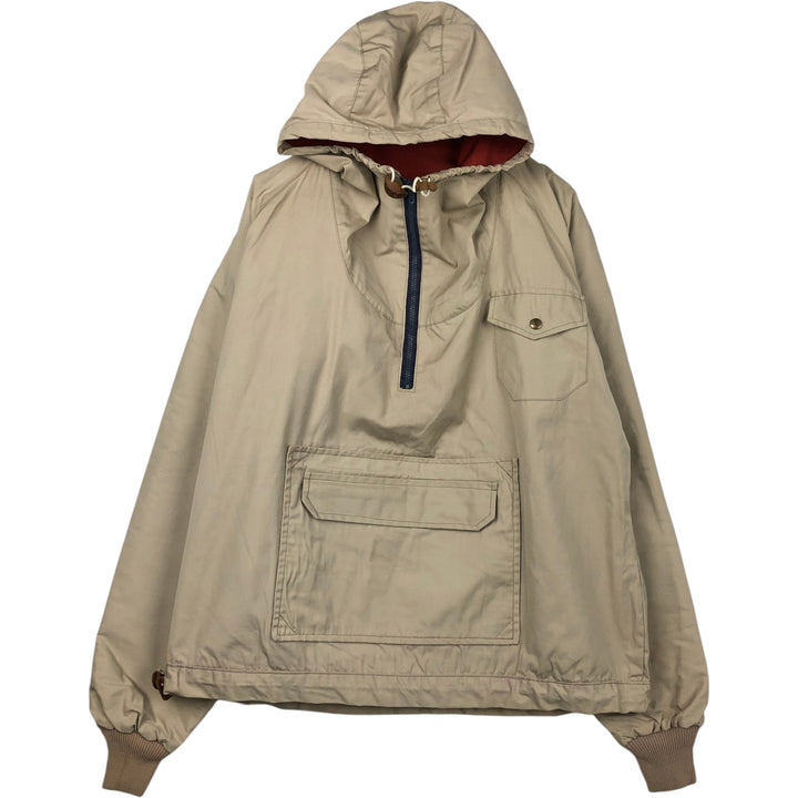 70s-80'S CLASS-5 Reversible Warm-Up Pullover Anorak Parka, Made in USA, Men's XL Equivalent, Vintage unclear Beige type Vintage Second Hand