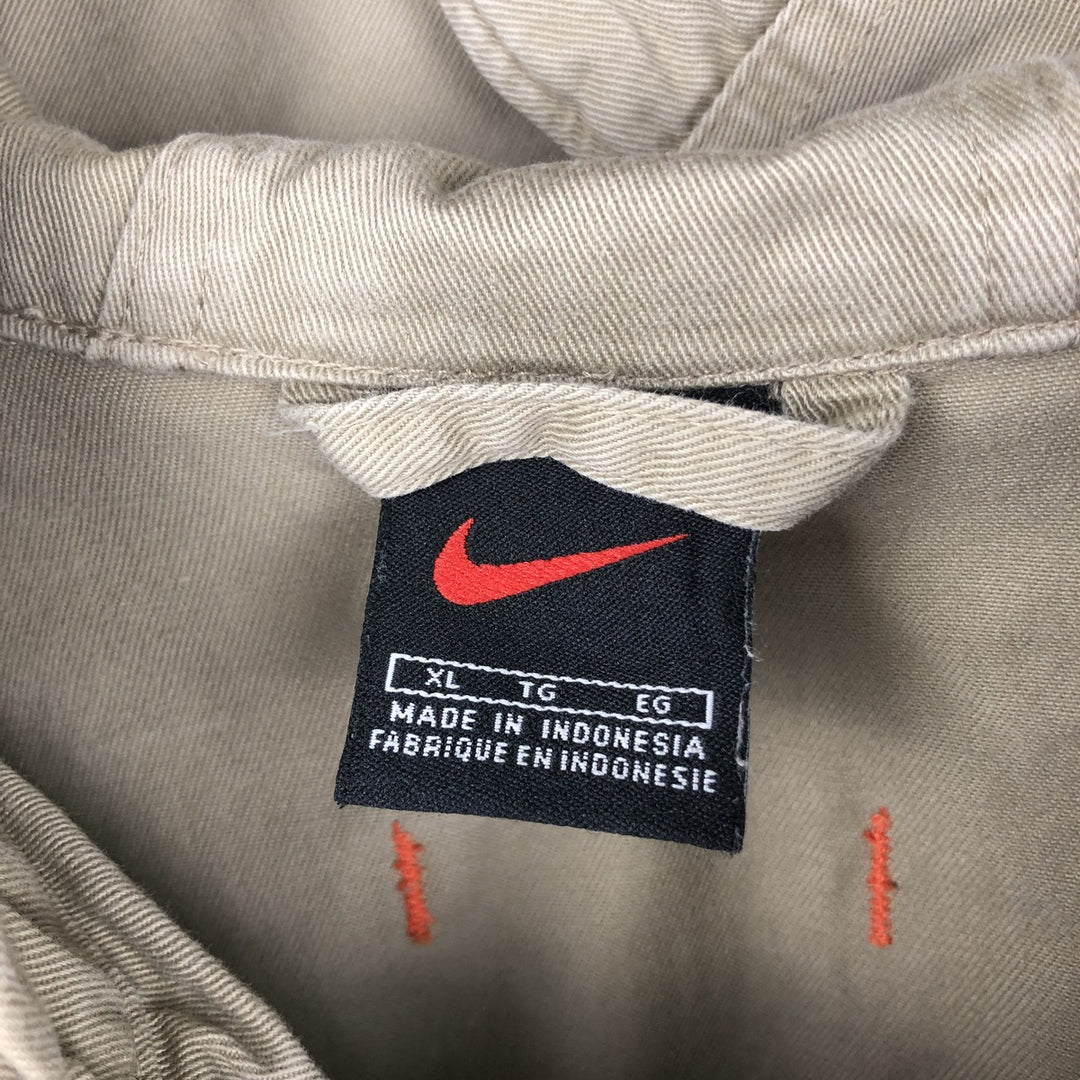 90'S Nike Cotton Pullover Anorak Hoodie, Men's Size XL (Equivalent), Vintage cotton Beige type Vintage Second Hand