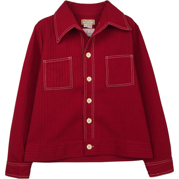 Capucci Open Collar Shirt Jacket, Men's Size S (approx.), Vintage polyester burgundy type Vintage Second Hand