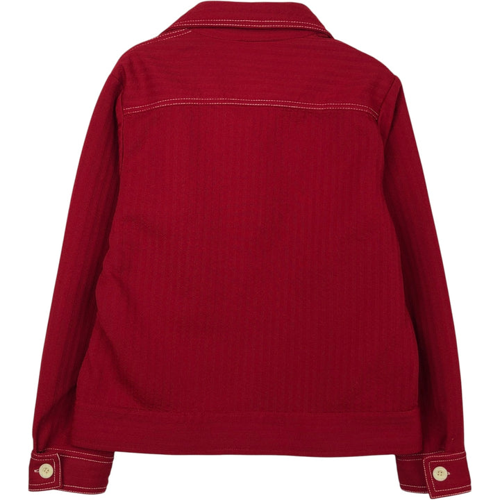 Capucci Open Collar Shirt Jacket, Men's Size S (approx.), Vintage polyester burgundy type Vintage Second Hand
