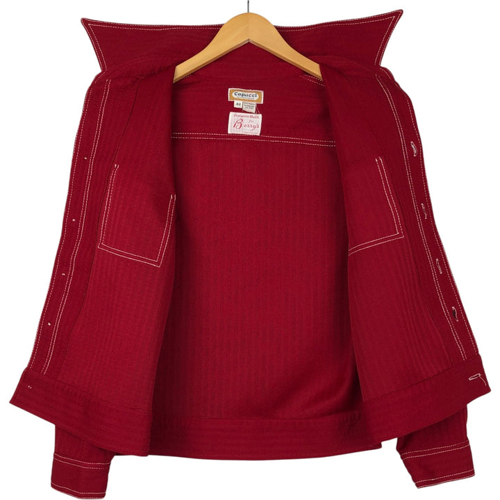 Capucci Open Collar Shirt Jacket, Men's Size S (approx.), Vintage polyester burgundy type Vintage Second Hand