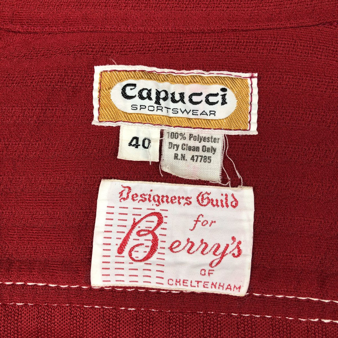Capucci Open Collar Shirt Jacket, Men's Size S (approx.), Vintage polyester burgundy type Vintage Second Hand