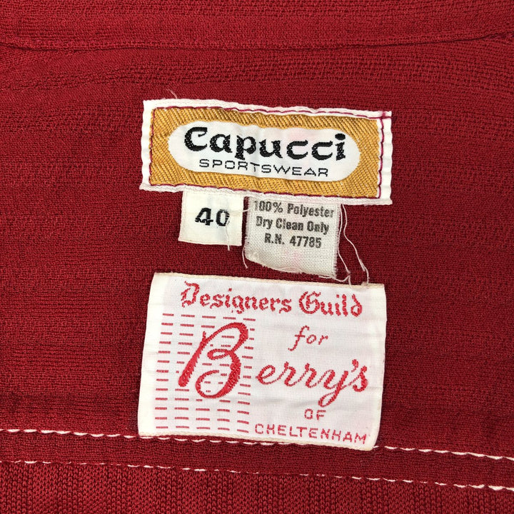Capucci Open Collar Shirt Jacket, Men's Size S (approx.), Vintage polyester burgundy type Vintage Second Hand