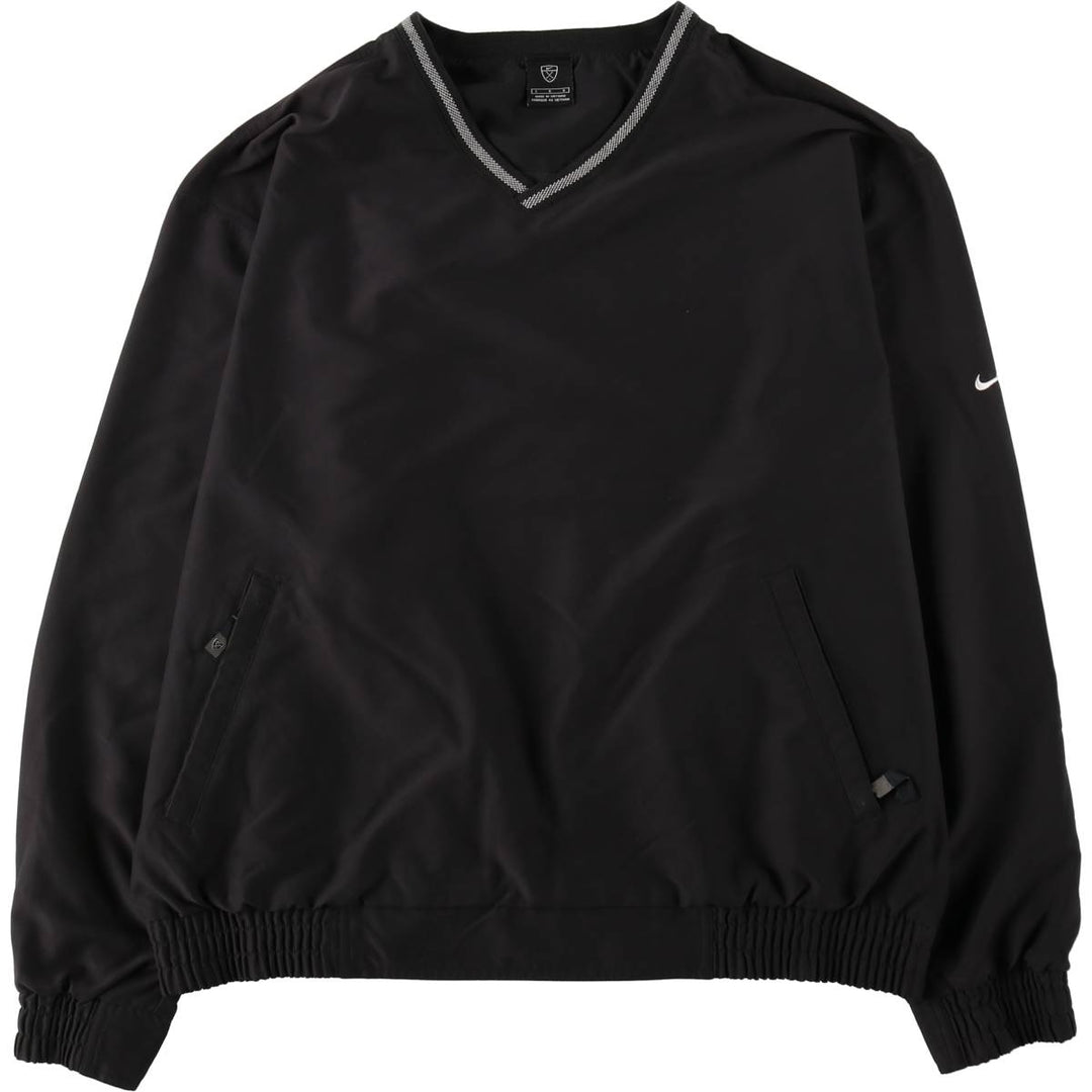 Nike Golf V-neck warm-up pullover, men's size L polyester black type Vintage Second Hand