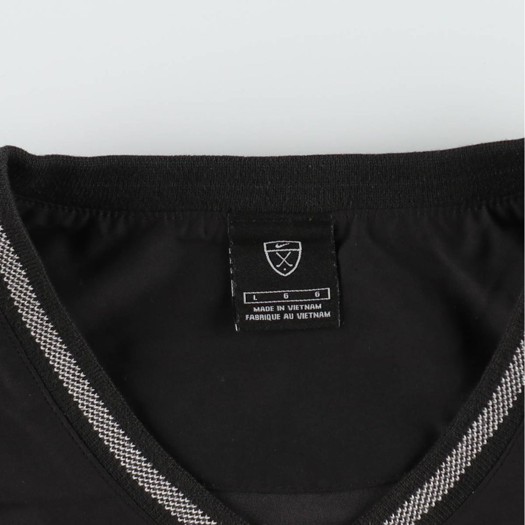 Nike Golf V-neck warm-up pullover, men's size L polyester black type Vintage Second Hand
