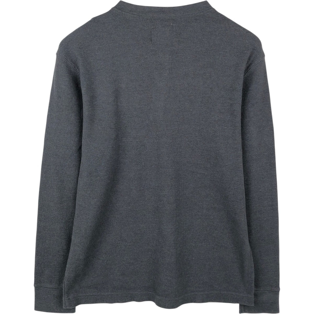 St. John's Bay Henley Neck Thermal Long-Sleeve T-Shirt, Men's Size L (approx.) cotton Charcoal Vintage Second Hand