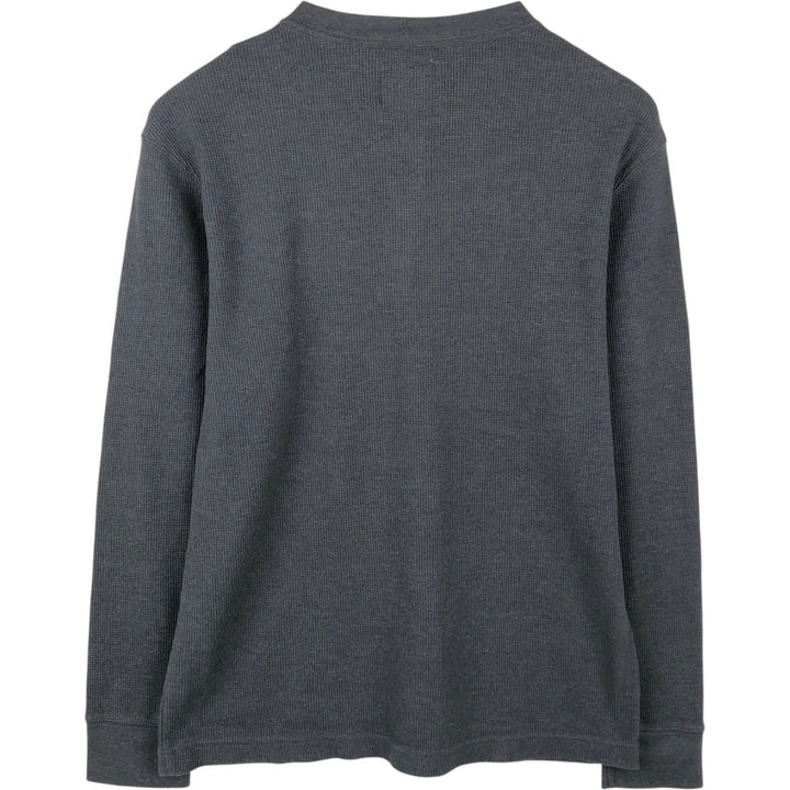 St. John's Bay Henley Neck Thermal Long-Sleeve T-Shirt, Men's Size L (approx.) cotton Charcoal Vintage Second Hand