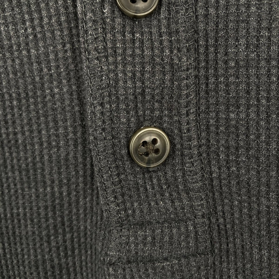 St. John's Bay Henley Neck Thermal Long-Sleeve T-Shirt, Men's Size L (approx.) cotton Charcoal Vintage Second Hand