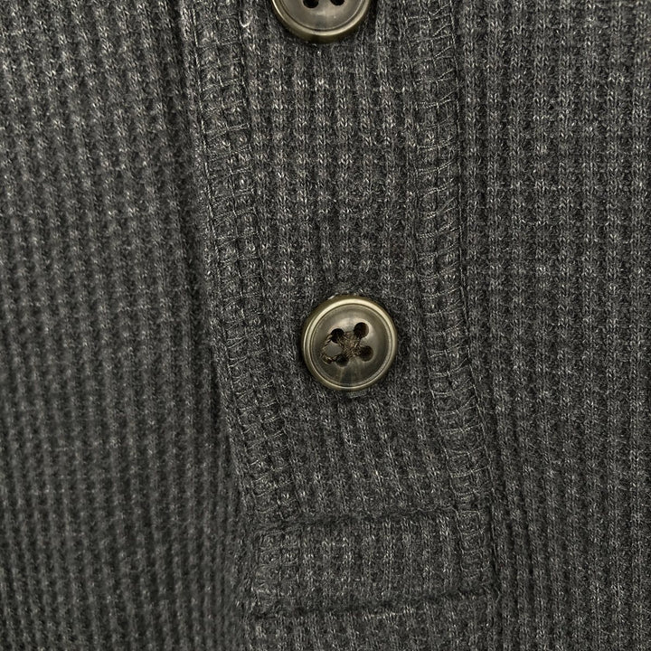 St. John's Bay Henley Neck Thermal Long-Sleeve T-Shirt, Men's Size L (approx.) cotton Charcoal Vintage Second Hand