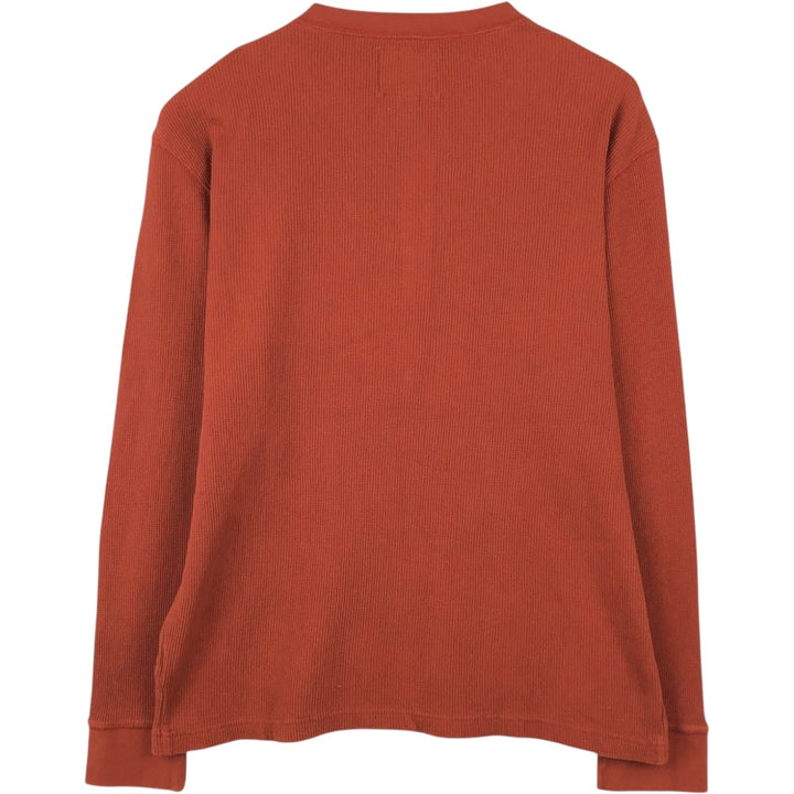 St. John's Bay Henley Neck Thermal Long-Sleeve T-Shirt, Men's Size XL (approx.) cotton red type reddish brown Vintage Second Hand
