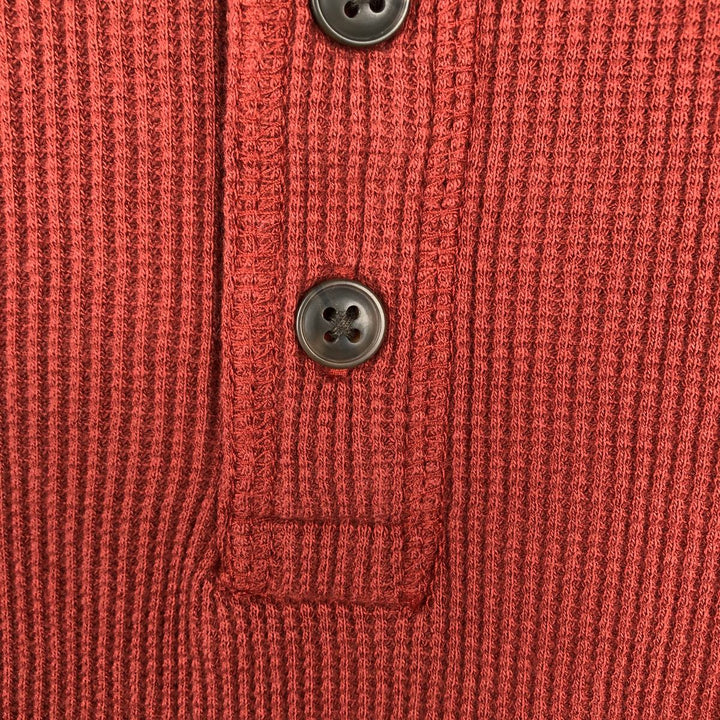 St. John's Bay Henley Neck Thermal Long-Sleeve T-Shirt, Men's Size XL (approx.) cotton red type reddish brown Vintage Second Hand