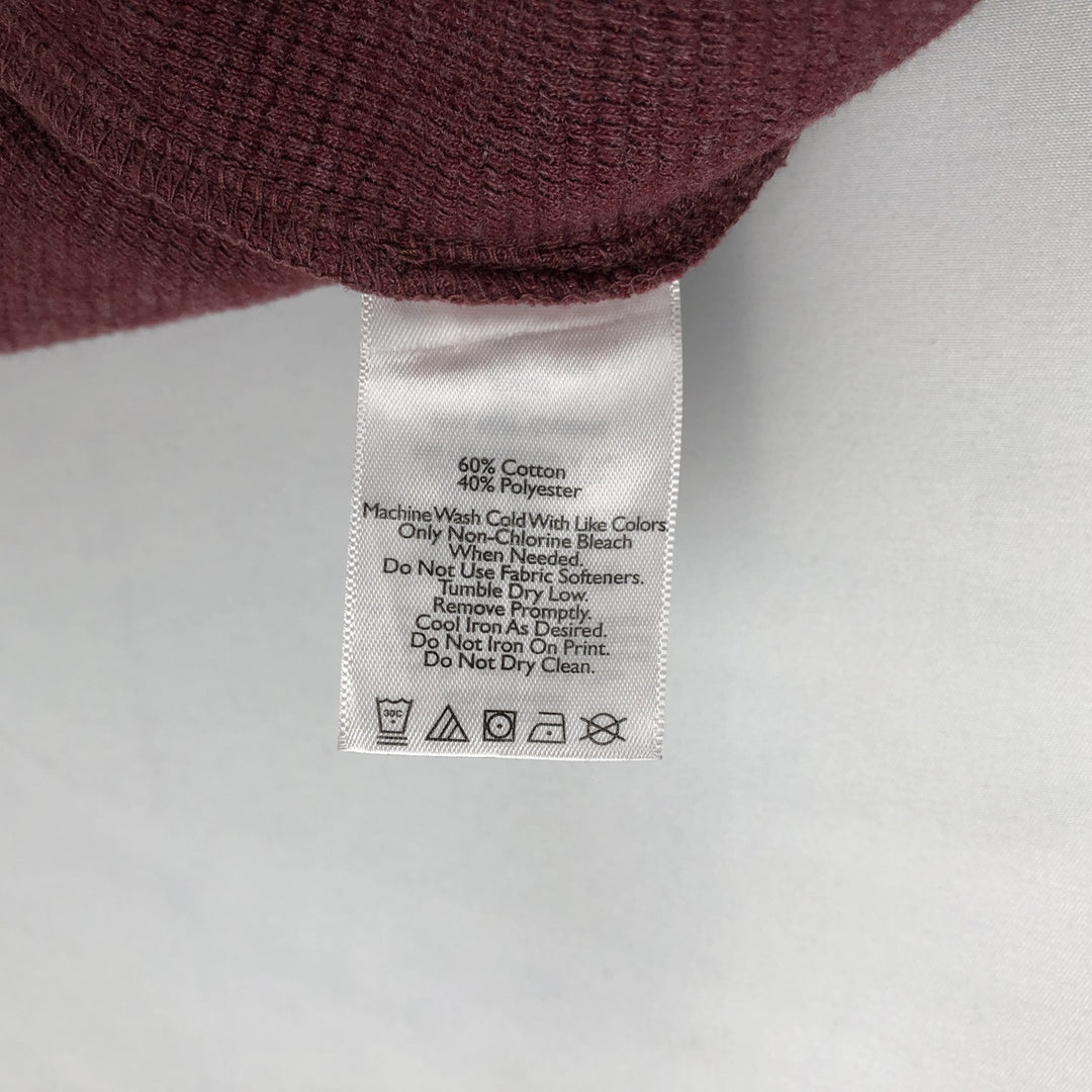 Eddie Bauer Men's Thermal Long Sleeve T-Shirt, Waffle Henley, Size L cotton red type reddish brown Vintage Second Hand