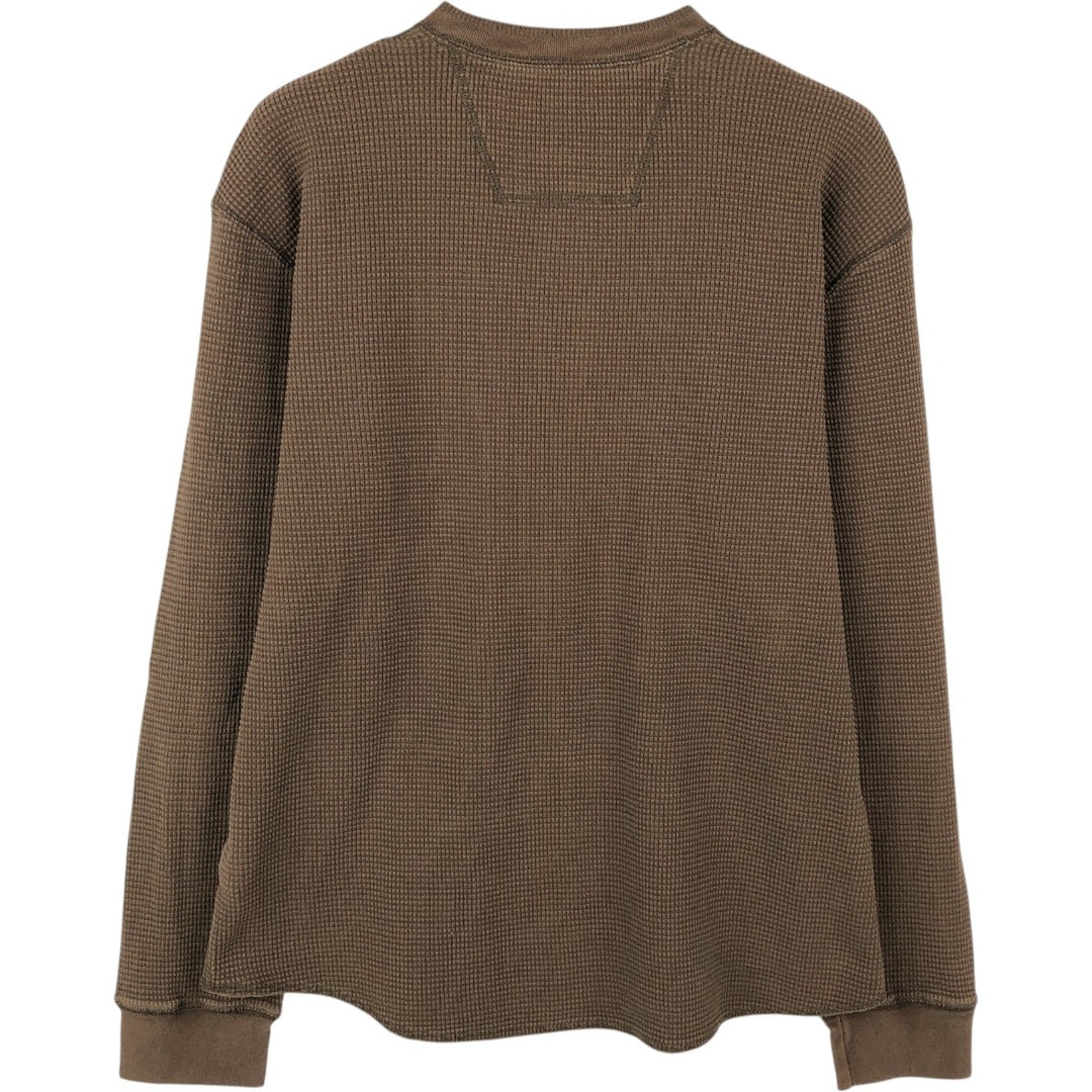 Eddie Bauer Henley Neck Thermal Long-Sleeve T-Shirt, Men's Size L (approx.) cotton brown type Vintage Second Hand