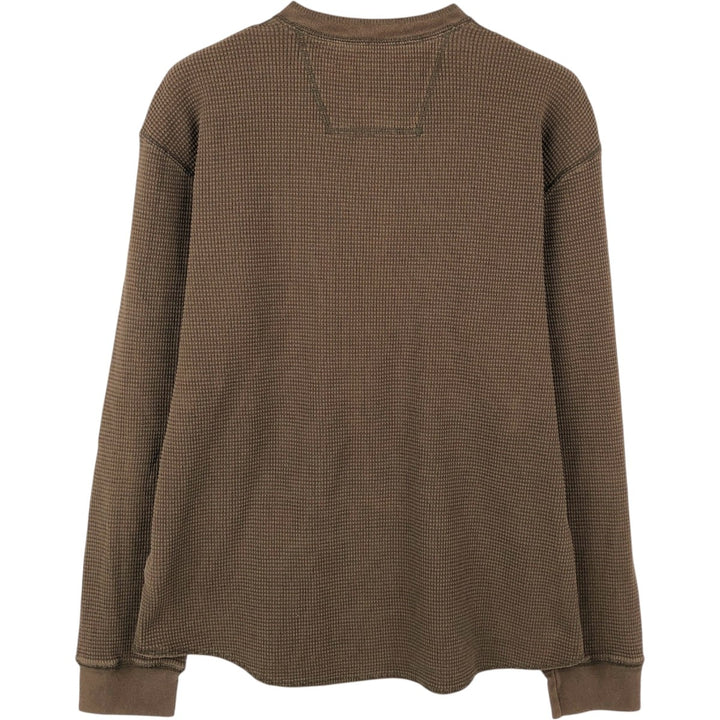 Eddie Bauer Henley Neck Thermal Long-Sleeve T-Shirt, Men's Size L (approx.) cotton brown type Vintage Second Hand