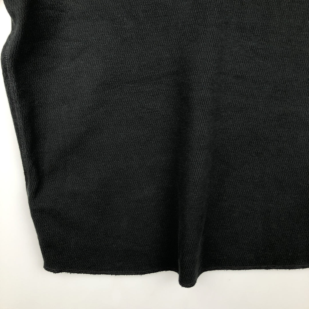 90'S J.Crew Henley Neck Thermal Long-Sleeve T-Shirt, Honeycomb Pattern, Men's Size XL (Equivalent), Vintage cotton black type Vintage Second Hand