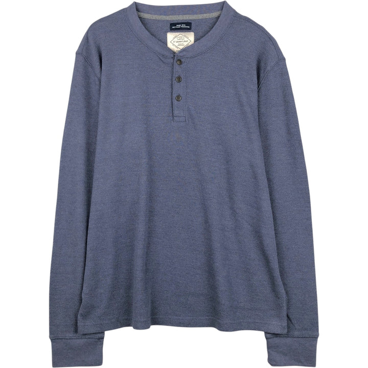 St. John's Bay Henley Neck Thermal Long-Sleeve T-Shirt, Honeycomb Pattern, Men's Size XL (approx.) cotton blue type Vintage Second Hand