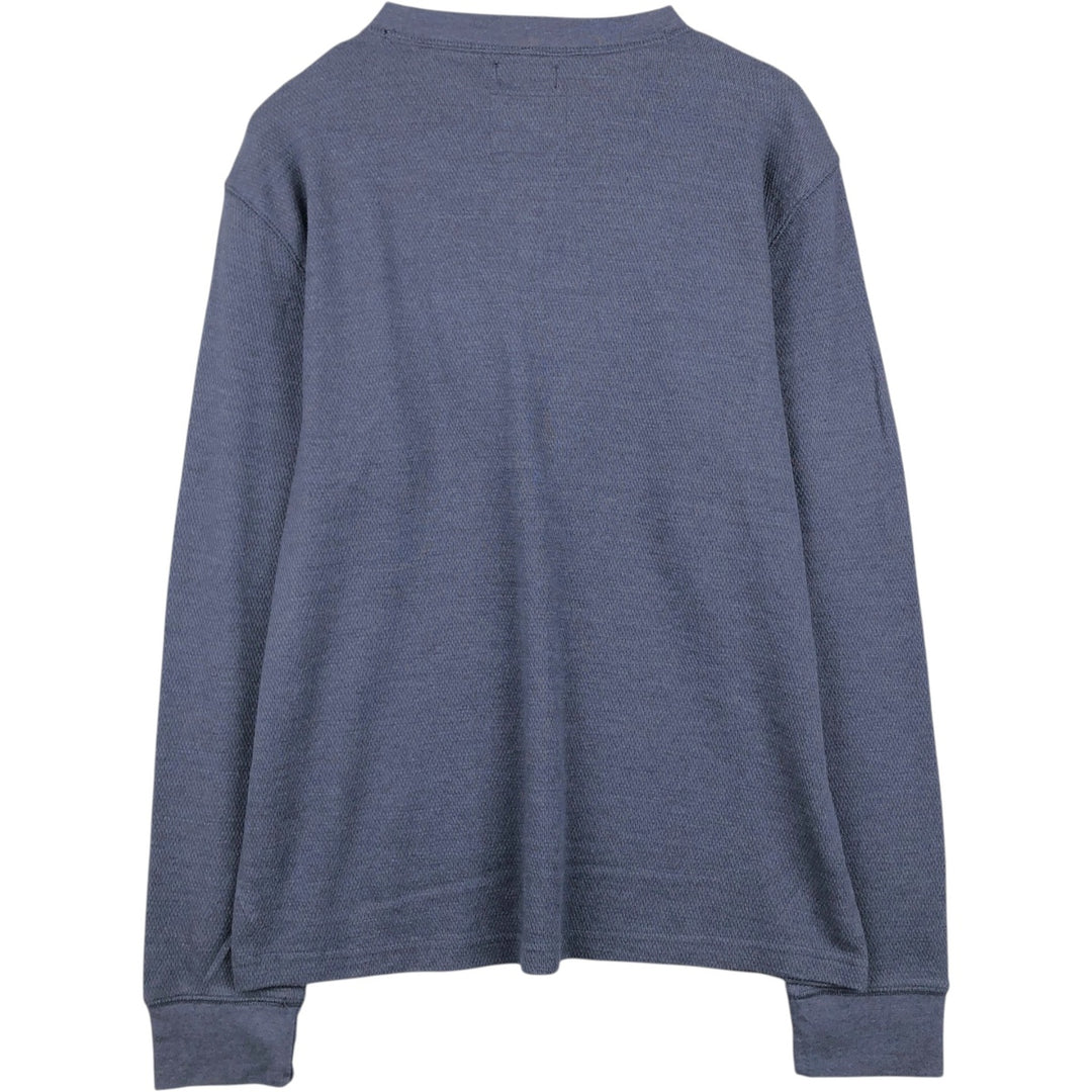 St. John's Bay Henley Neck Thermal Long-Sleeve T-Shirt, Honeycomb Pattern, Men's Size XL (approx.) cotton blue type Vintage Second Hand