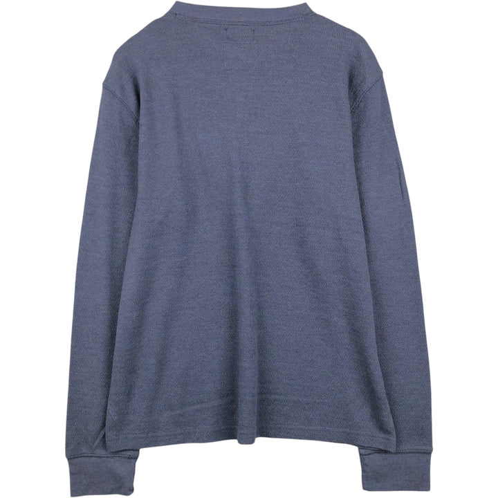 St. John's Bay Henley Neck Thermal Long-Sleeve T-Shirt, Honeycomb Pattern, Men's Size XL (approx.) cotton blue type Vintage Second Hand