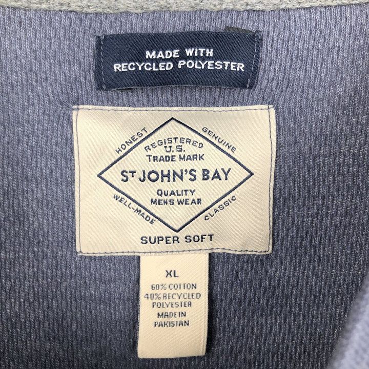 St. John's Bay Henley Neck Thermal Long-Sleeve T-Shirt, Honeycomb Pattern, Men's Size XL (approx.) cotton blue type Vintage Second Hand
