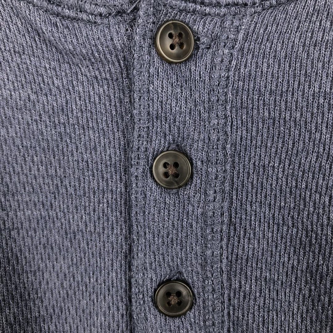 St. John's Bay Henley Neck Thermal Long-Sleeve T-Shirt, Honeycomb Pattern, Men's Size XL (approx.) cotton blue type Vintage Second Hand