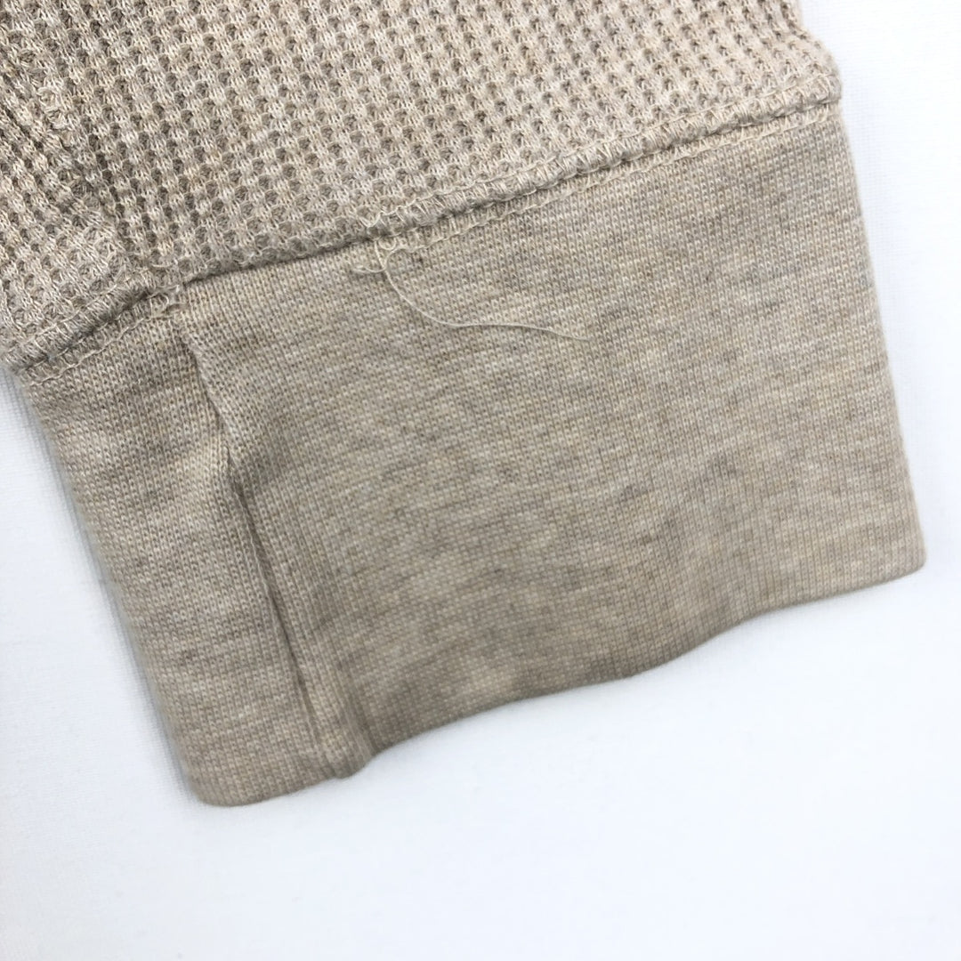 St. John's Bay Henley Neck Thermal Long-Sleeve T-Shirt, Men's Size M (approx.) cotton Beige type Vintage Second Hand