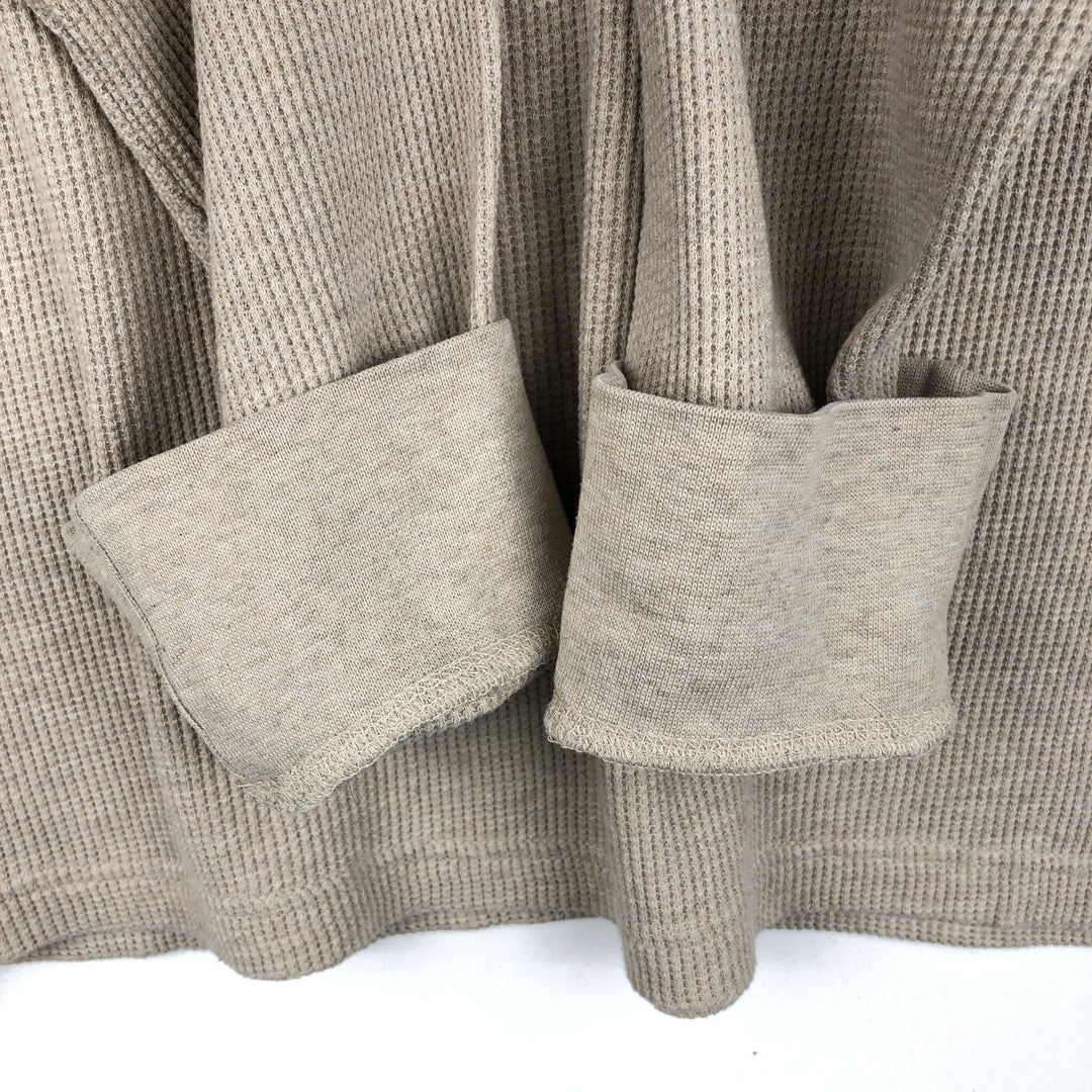 St. John's Bay Henley Neck Thermal Long-Sleeve T-Shirt, Men's Size M (approx.) cotton Beige type Vintage Second Hand