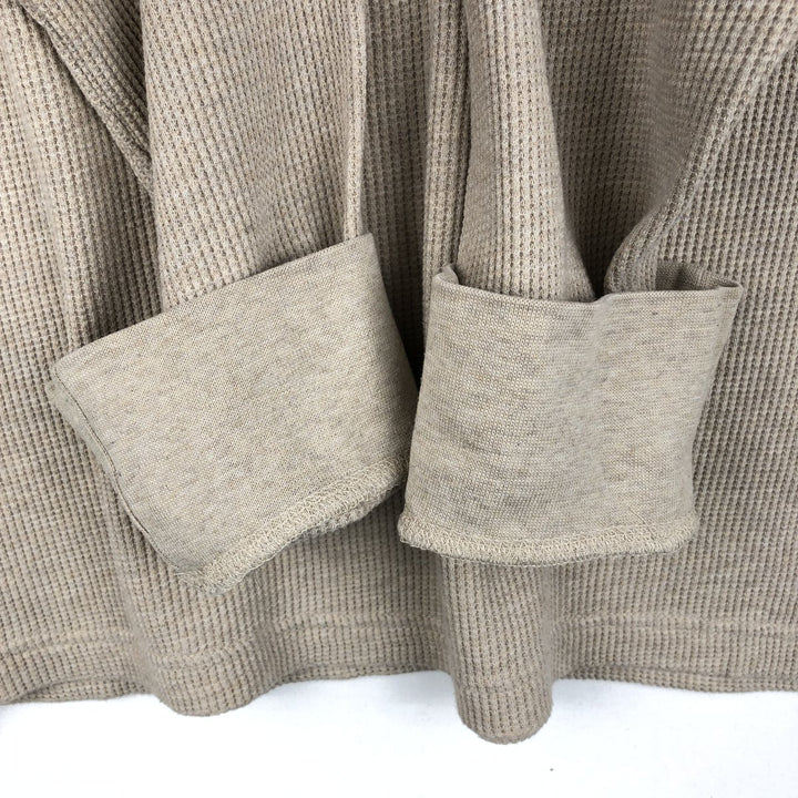 St. John's Bay Henley Neck Thermal Long-Sleeve T-Shirt, Men's Size M (approx.) cotton Beige type Vintage Second Hand