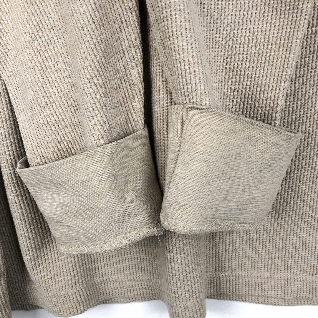 St. John's Bay Henley Neck Thermal Long-Sleeve T-Shirt, Men's Size M (approx.) cotton Beige type Vintage Second Hand