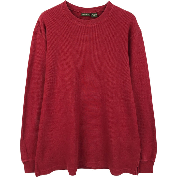 Eddie Bauer Thermal Long-Sleeve T-Shirt, Men's Size L (approx.) cotton burgundy type Vintage Second Hand