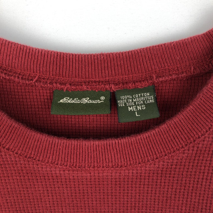 Eddie Bauer Thermal Long-Sleeve T-Shirt, Men's Size L (approx.) cotton burgundy type Vintage Second Hand