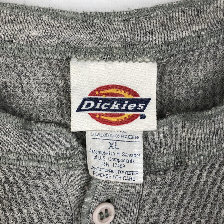 Dickies Henley Neck Thermal Long T-Shirt, Men's XL cotton gray type Vintage Second Hand