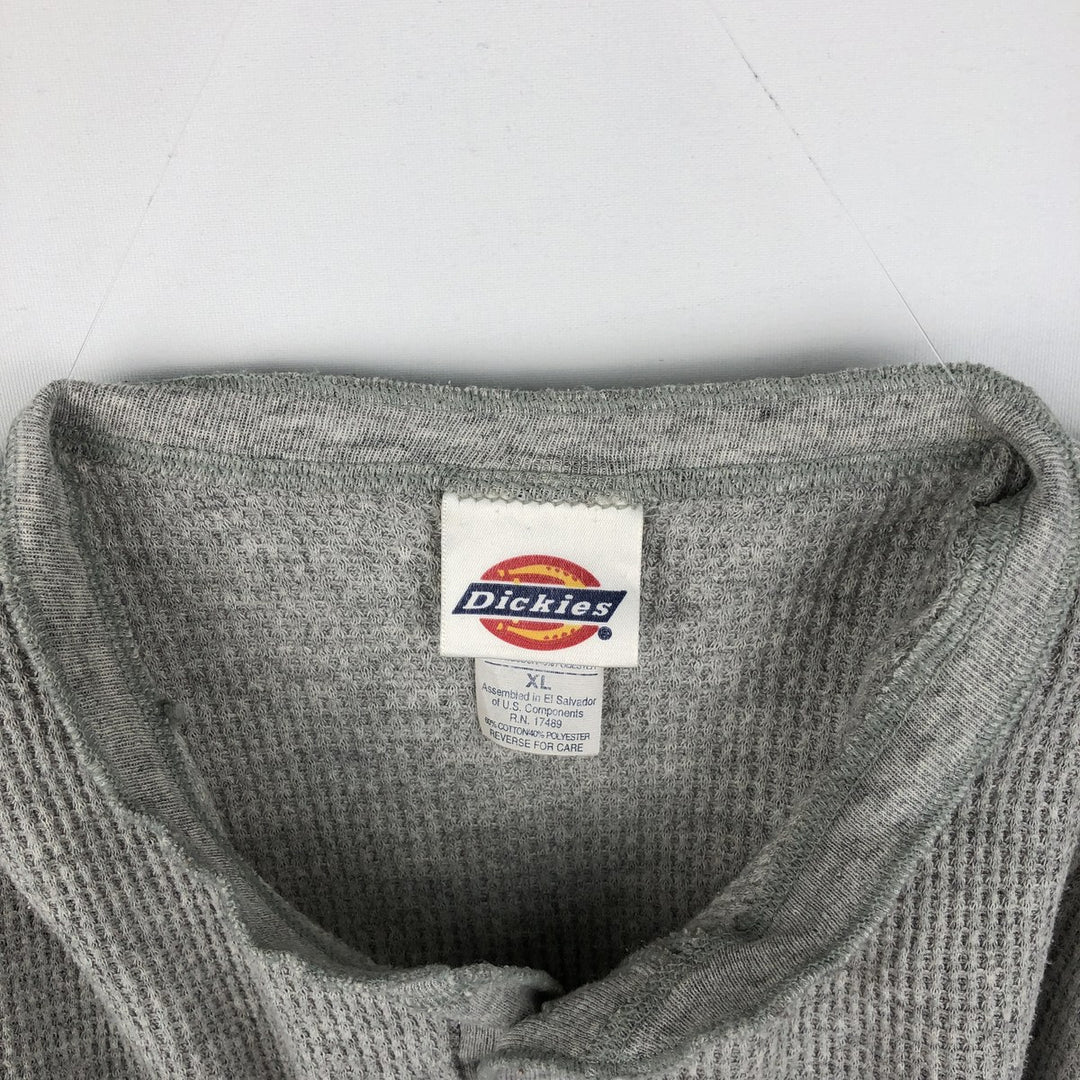 Dickies Henley Neck Thermal Long T-Shirt, Men's XL cotton gray type Vintage Second Hand