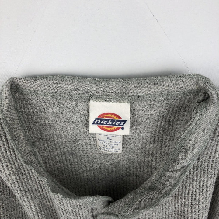 Dickies Henley Neck Thermal Long T-Shirt, Men's XL cotton gray type Vintage Second Hand