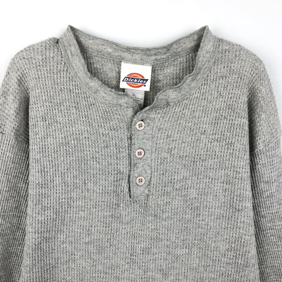 Dickies Henley Neck Thermal Long T-Shirt, Men's XL cotton gray type Vintage Second Hand