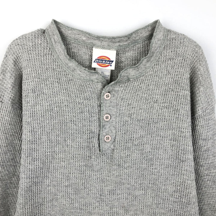 Dickies Henley Neck Thermal Long T-Shirt, Men's XL cotton gray type Vintage Second Hand