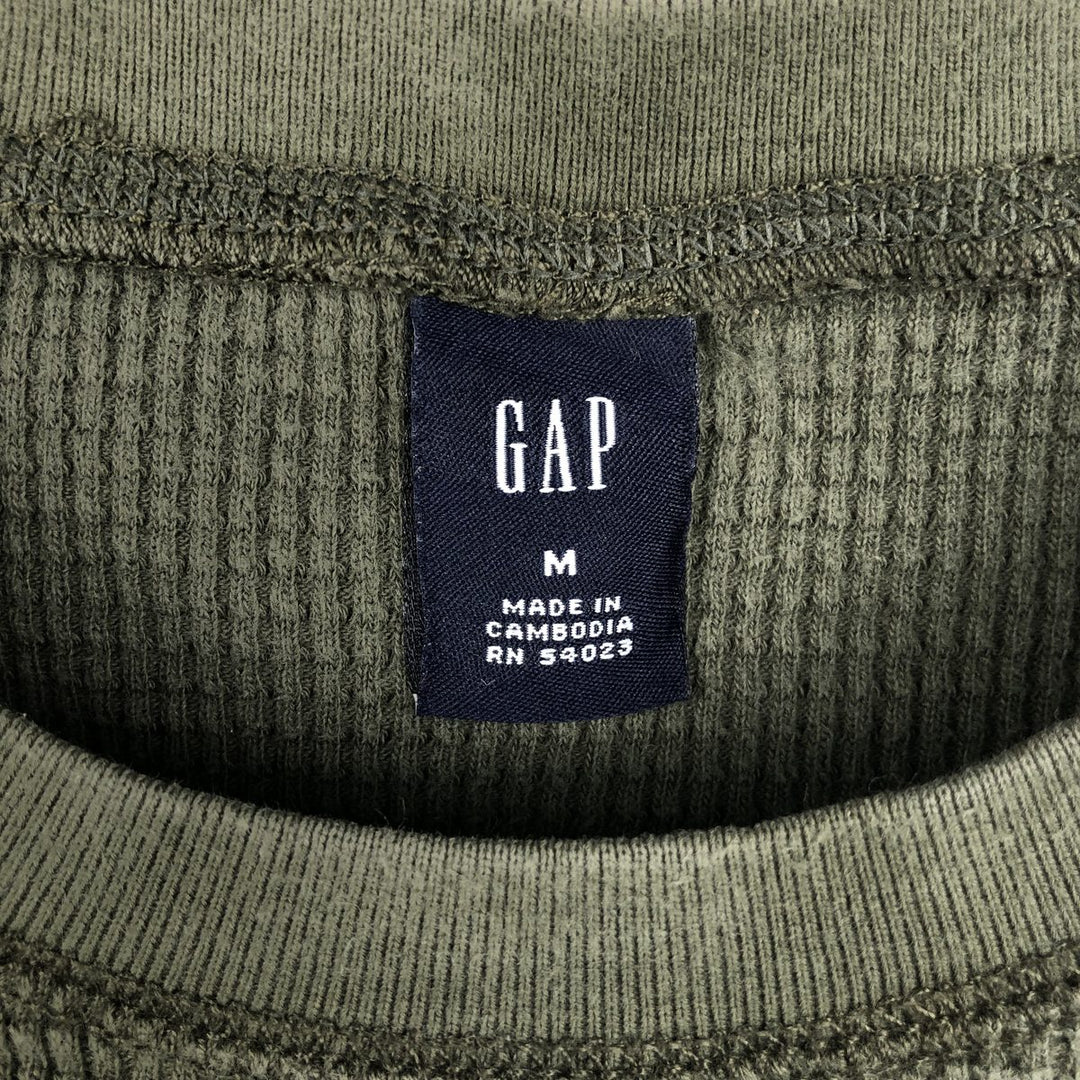 2000'S GAP Thermal Long T-Shirt, Waffle, Men's Size M cotton Khaki type Vintage Second Hand