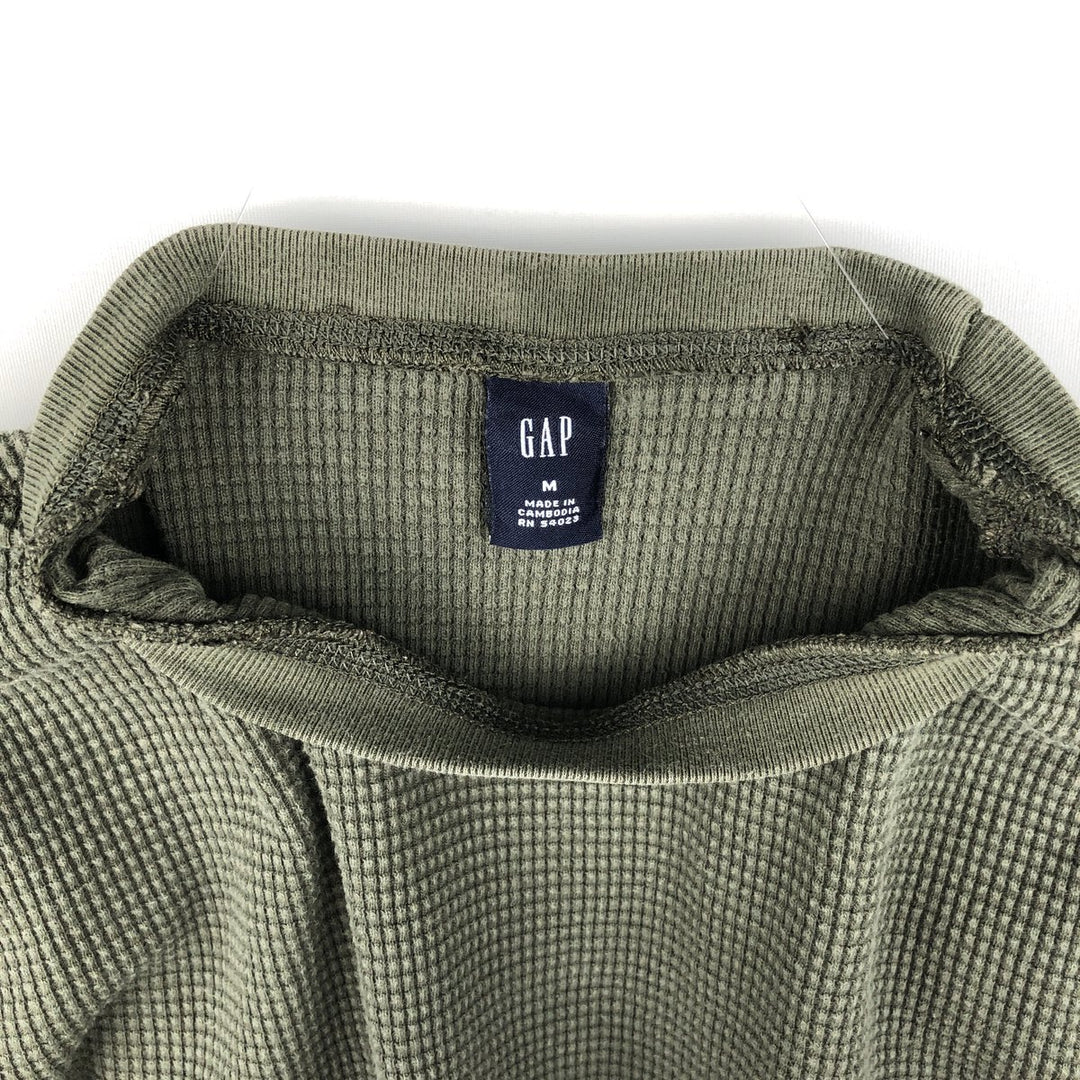 2000'S GAP Thermal Long T-Shirt, Waffle, Men's Size M cotton Khaki type Vintage Second Hand